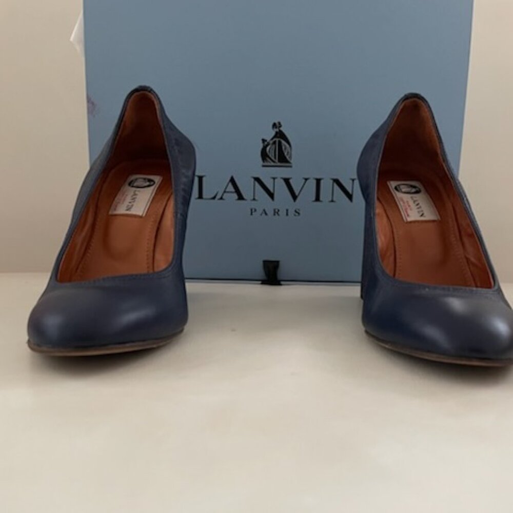 Lanvin Womens Slip On Leather Canvas Wedge Pumps, Size 8